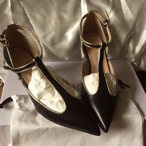 Red Valentino low heel pumps with gold trim